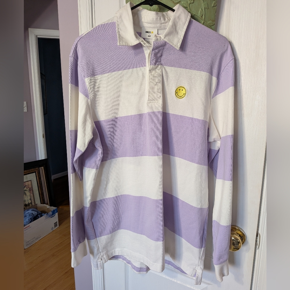 Smiley Originals Lavender and White Striped Men's Shirt